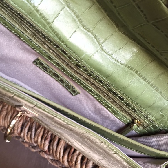 Ann Taylor handbag. Lime green moc croc embossed. - Picture 4 of 7